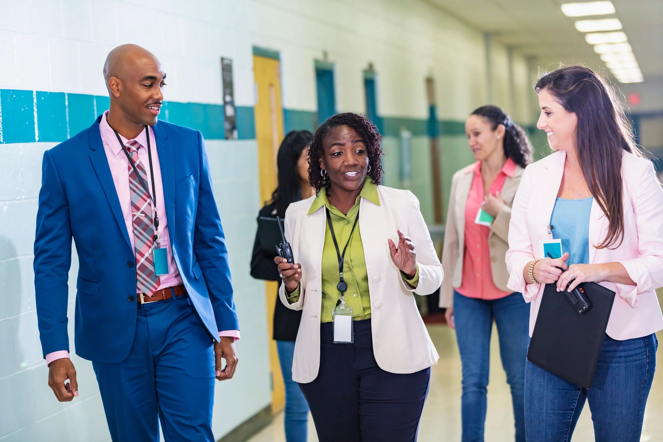 Education professionals collaborating in a school setting